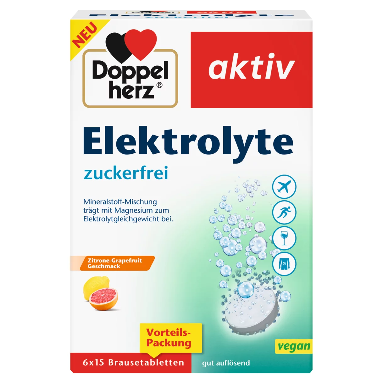 Doppelherz aktiv Elektrolyte Brausetabletten Frontansicht